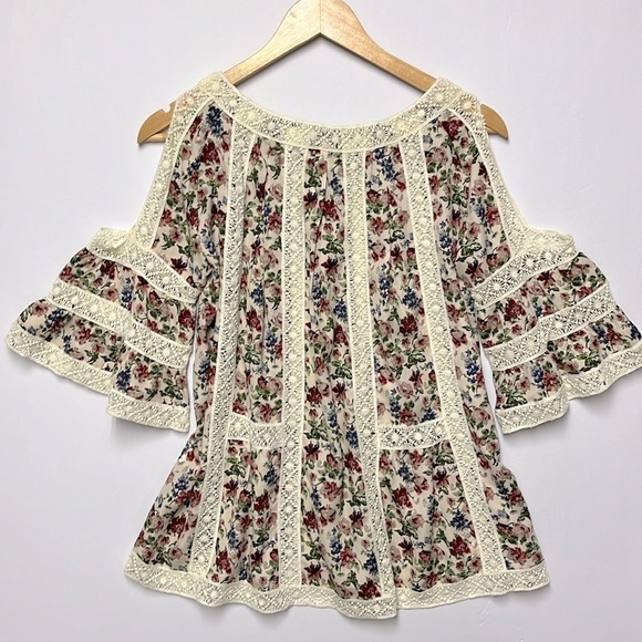 Anthro Blue Tassel Baby Doll Blouse - Picture 5 of 5